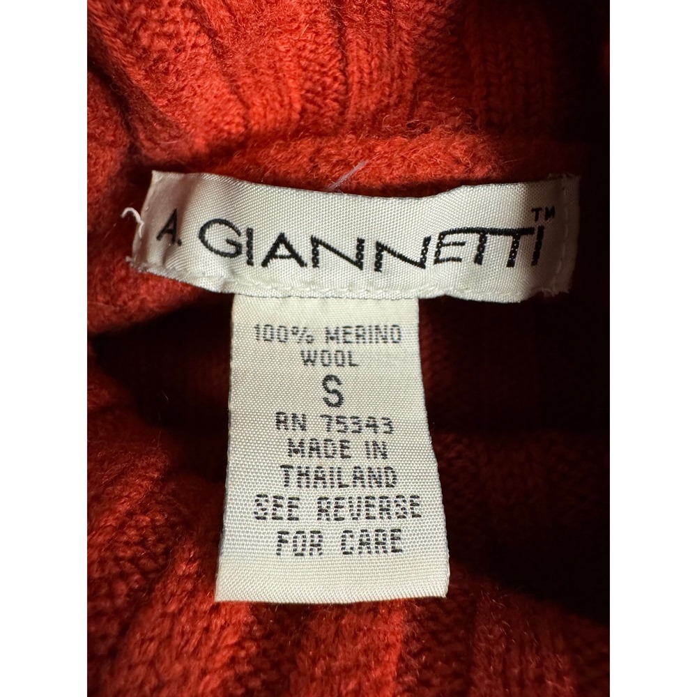 A Giannetti Women's Orange Merino Wool Ribbed Crop Turtleneck Sweater‎ Size S - Picture 4 of 7